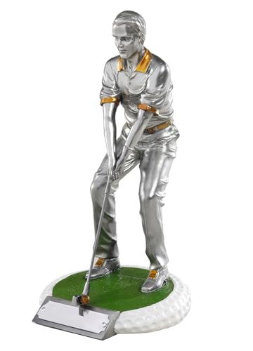 Trophée de golf en or et argent avec figurine 3D peinte à la main