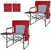 2 Butacos Romswi para Exterior Plegables con Mesa Lateral y Bolsa, Resistente Hasta 400 libras Rojo miniatura 2