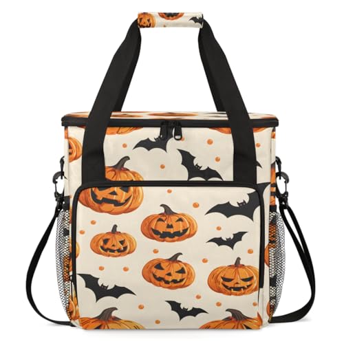 Colorful Pumpkin Coffee Maker Carrying Bag, Mystical Pumpkin Travel Storage Bag Compatible with K-Mini or K-Mini Plus, Single Serve Coffee Brewer Carrying Case with Multiple Pockets & Shoulder Strap