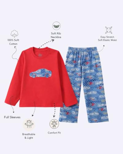 Image of Boys & Girls Premium Cotton Full Sleeves Print T-Shirt & Pyjama Set | Kids Clothing Set | Loungewear | Nightwear