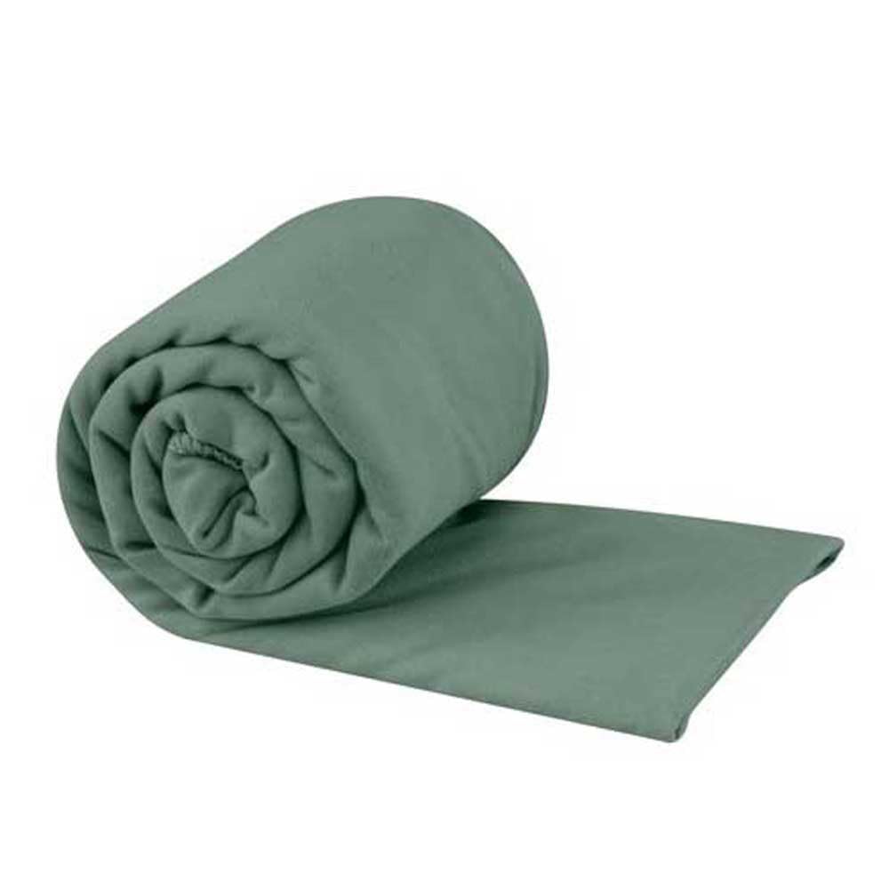 Sea to Summit - Pocket Microfibre Towel L - Bath Towel - Tiny Pack Size - Ultra Absorbent & Quick Dry - Whisper Light - Hang Loop & Case - For Backpacking - 60 x 120cm - Sage Green - 112g