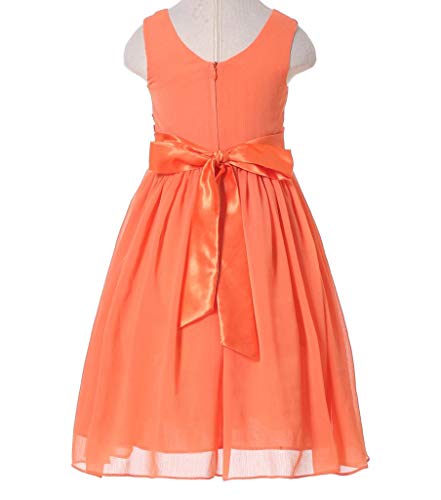 Bow Dream Flower Girl Dress Junior Bridesmaids V-Neckline Chiffon Orange 8 - Thumbnail 3