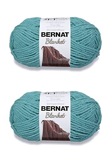 Image of Bernat Blanket Light Teal Yarn - 2 Pack of 300g /10.5oz - Polyester - 6 Super Bulky - 220 Yards - Knitting /Crochet
