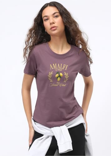 Image of Nobero Women's Graphic Printed T-Shirt | Regular Fit 180 GSM Cotton Tee for Women | Comfortable Round Neck Casual Wear