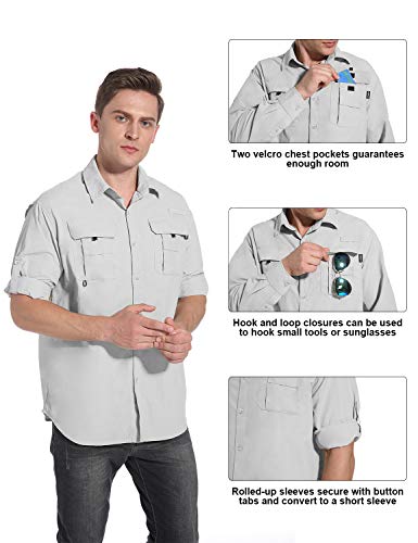 NOMINATE Mens Long Sleeve Fishing Shirts UPF 50+ UV Protection Sun Shirts Quick Drying Hiking Lightweight4