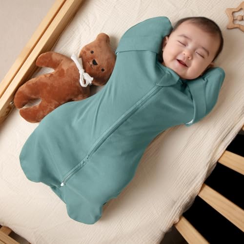 Image of MEXXI Baby Transitional Swaddle, 2 Pack Sleep Sack With Arms Up, 0.5 TOG