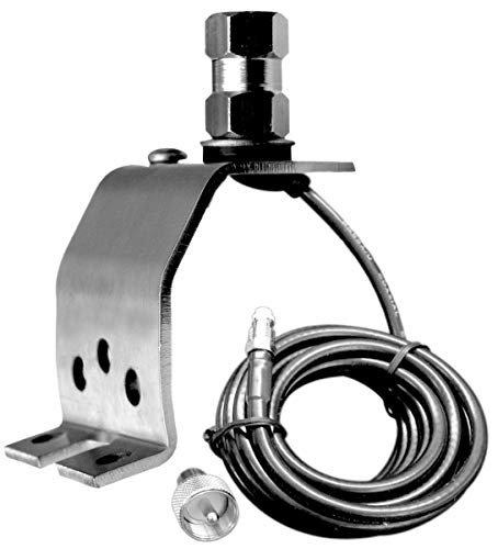 Accessories Unlimited AUC11K Low Profile Fender or Groove Mount Bracket with 18 ft. RG58AU Water Resistant Coax Cable & Quick On PL259 Connector