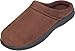 LUXEHOME Men's Slip On Indoor/Outdoor Fleece Scuffs Slipper (10-11 US, Brown)
