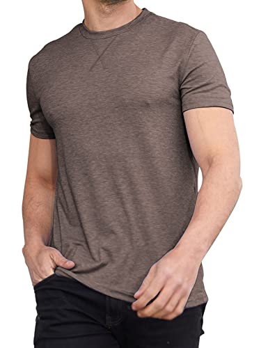 Oftalle Men Soft T-Shirt Casual Short Sleeve Lightweight Basic Tee Shirts Big & Tall Dark Brown