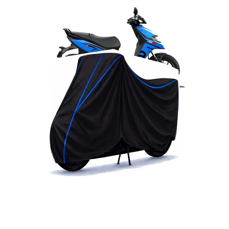 Image of Scooty Cover Water Resistant for SR 160 Sport | Universal Scooter & Bike Cover | Heavy Duty UV Dust, Rain & Scratch Protection | Elastic Fit All Weather Indoor Outdoor | Black with Blue Piping