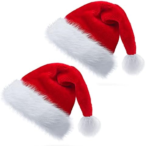 PUHPIG Santa Hat for Adults,Christmas Hat Unisex Women Men Thicken Xmas Holiday Claus Hat for Christmas New Year Festive Party Supplies Cover