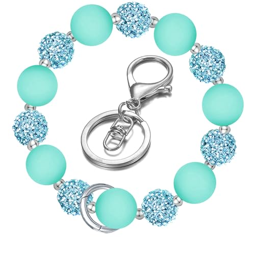 M-Plateau Wristlet Keychain, Silicone Beaded Wrist keychain with Key Ring