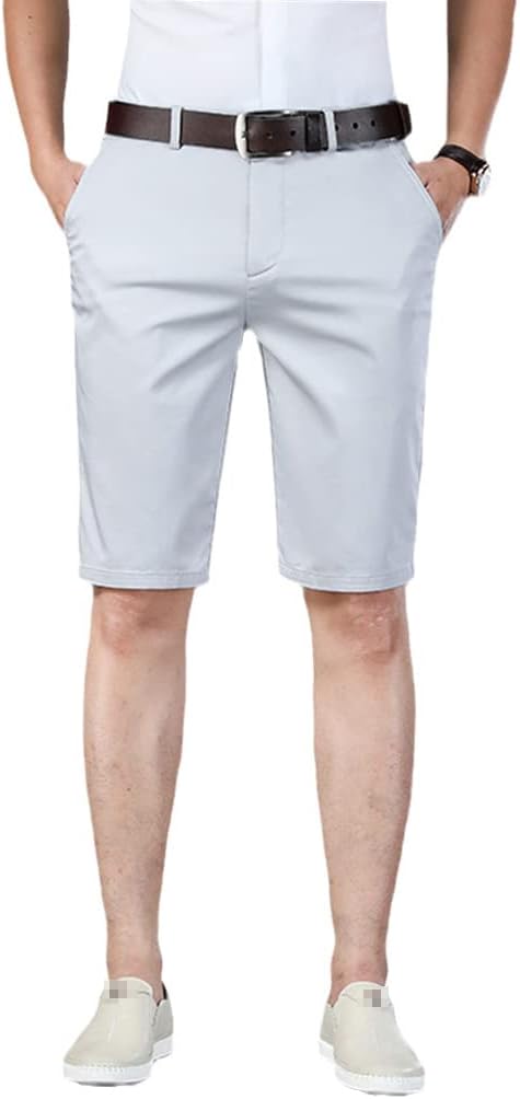 Mens Casual Classic Golf Short Summer Casual Knee Length Shorts Khaki Gray