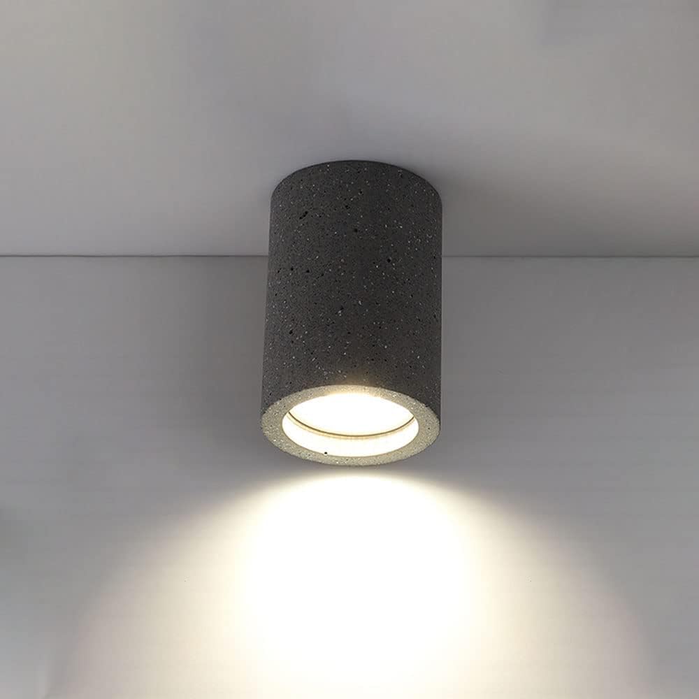 Cement Ceiling Spotlight GU10 Surface Mounted Downlight Accent Spot Lighting Indoor, Cylinder Ceiling Light Fixture, Industrial Spotlights for Bedroom Kitchen Island Corridor