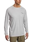 Tejido de secado rápido Columbia Terminal Tackle Polo de Manga Larga para Hombre, Hombre, FM6094, Gris frío, Logotipo de la sombrilla, S