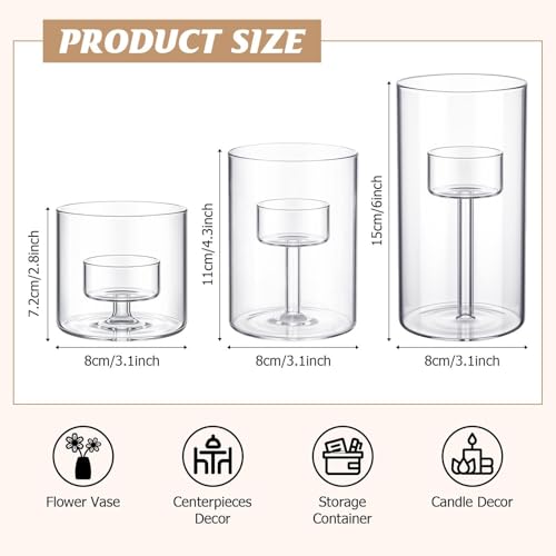 Vase cylindrique transparent pour centre de table rustique moderne - 3