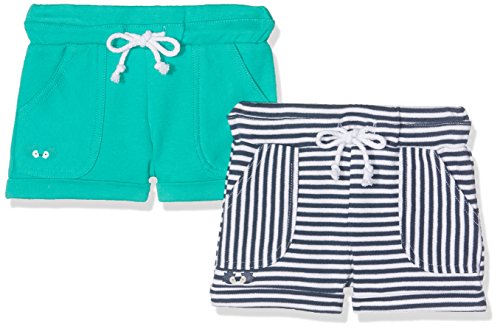 Twins Unisex Baby Linus Shorts (Pack of 2), Multi-Colored (Green/Navy Blue/White 3200), 80