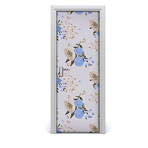 Solución para puertas viejas con vinilo autoadhesivo amapolas de flores 2