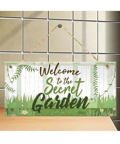 VGRDTW Garden Signs, Garden Signs and Plaques for Outside, Garden Plaques, Welcome To The Secret Garden Sign, Accessories for Home Decor, Outdoor Wall Decor Gardening Gifts for Women 4.92x9.84 Inch - Image 2