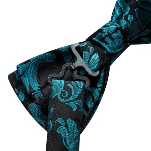 Image of Dubulle Mens Paisley Striped Bowtie Set Pre-tied Bowtie for Men and Pocket Square Set Wedding Business