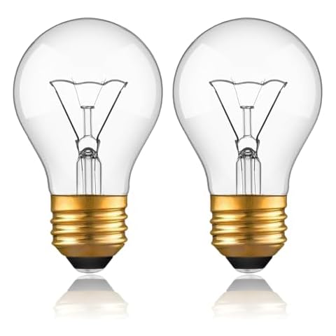Appliance Oven Light Bulb, High Temp 300 °C Resistant,（2 Pack） A15/E26/120V/40 Watt Appliance Replacement Bulb for Refrigerator Over Stove Microwave Range Hood,Warm White Cover