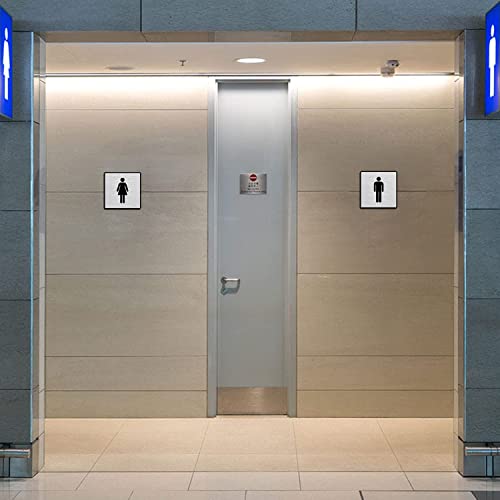 Image of Premium Brush Finish Square Silver Acrylic Men Women Sign Easy to Mount Double Side 5.8 Inch Signage Self-Adhesive Business Stores Cafe Shop Hospital School Office Hotel