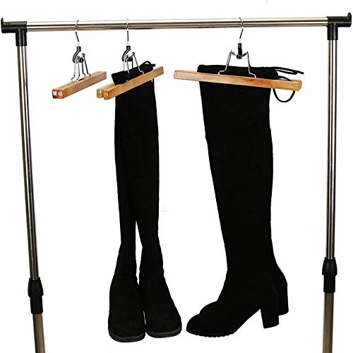 Lot de 8 cintres en bois sans bois avec clip rotatif antirouille pour pantalons, jupes et pantalons Finition