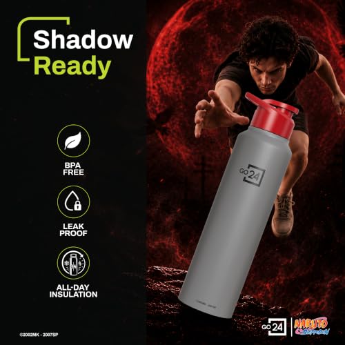 Image of Water Bottle 950ml Stainless Steel Sports /Fridge Bottle with Sipper Cap | 1-Year Warranty | Single Wall| For Home, Office, Gym, Travelling | Lightweight | Naruto Ninja | Grey - Itachi