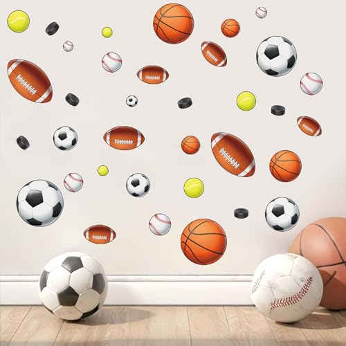 Stickers deportivos para pared con pelotas, fáciles de pegar miniatura 3