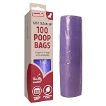 Rosewood Dog Poo Bags with Handles - 100 Easy Clean-Up Poop Bags, Grab and Go Single Roll of Dog Waste Bags with Tie Handles, Vanilla Scented, Made with Recycled Plastic