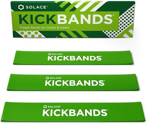 Solace Kick Bands Bouncy Chair Fidget Bands (2-Pack) - Improves Focus For School Kids and Classroom Students - ADHD ADD SPD Autism Sensory Needs - Bounce & Stretch Foot Band For Chairs by Solace