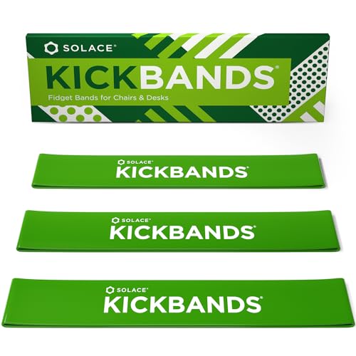 KICK BANDS Chair Bands for Kids with Fidgety Feet 3-Pack - ADHD Fidget Kickbands for Classroom Chairs & Desks - Solace Sensory Kickband (GREEN)