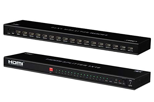 4K 1x16 HDMI Splitter 1 in 16 Out, 16 Port HDMI Splitter Supports 4K/8MP/5MP/1080P and 3D for Xbox PS4 PS3 Fire Stick Blu Ray Apple TV HDTV Projector (1 in 16 Out)