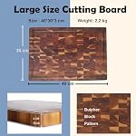 Planche de coupe en bois pour cuisine, Grande planche à découper en bout de bois d'Acacia avec rainure de jus, plaque de coupe de blocs de boucher épais pour les légumes de viande
