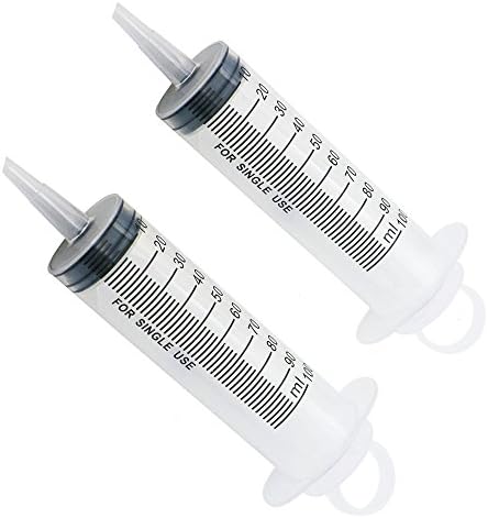 Large Plastic 100 mL/cc 3.4oz Syringe Animal Feeding Garden Watering Essential Oil Separator Syringe No Needle,Non-Sterile (2 Pack)1