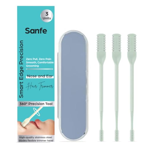 Sanfe Nose & Ear Hair Trimmer | Pack of 3 | Smart Edge Precision 360° Trimmer | Zero Pull, Zero Pain Grooming | Stainless Steel Blades with Flexible Head | Safely Trim Unwanted Hair