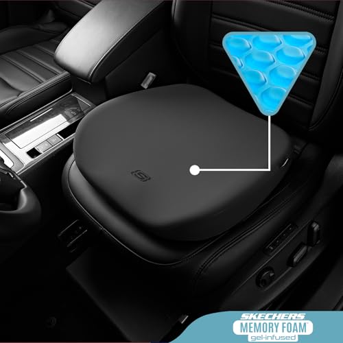 Image of Skechers Seat Cushion Premium Gel & Memory Foam-Office Chair Cushion for Tailbone Pain Relief,Butt Pillow for Office Chair,Car seat Cushion,Long Sitting Office Workers,and Car Drivers,Black