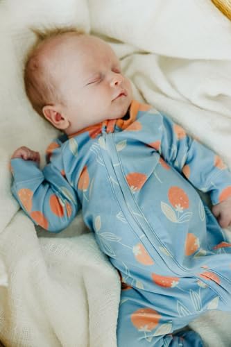 Image of Copper Pearl Zip-Up Footie Baby Pajamas: Ultra-Soft Boys & Girls Pajamas, Premium Knit Fabric in Stylish Prints, Tag-Free with Two-Way Zipper, Newborn to 24 Months, Clementine