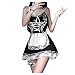 Produktbild Corlidea Lingerie Damen Sexy Hausmädchen Kostüms Reizwäsche Mädchen Magd Cosplay Nachtwäsche Maid Kostüm Babydoll Spitze Sexy Dessous Dienstmädchen Outfit G-String