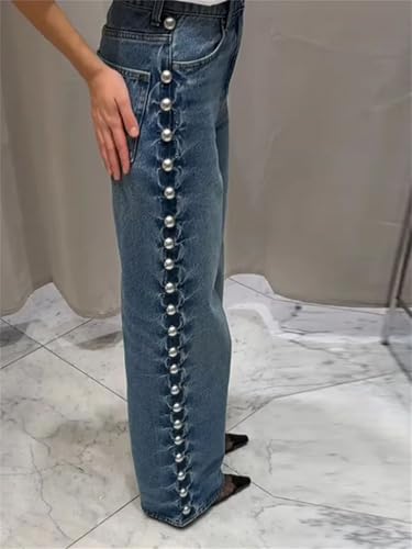 Women High Waisted Jeans Straight Leg Pants Baggy Slimming Wide Leg Trousers4