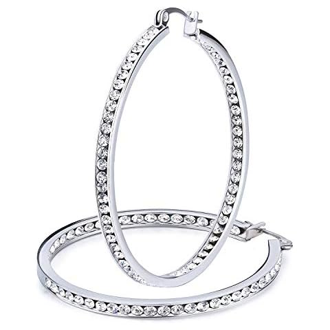 Bienvenu Stainless Steel Women Hoop Earrings Cute Earrings,Style4_50mm Cover
