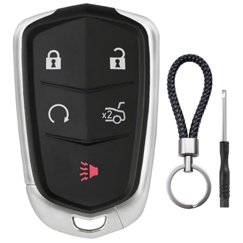 Key Fob Case for Cadillac XTS XT4 XT5 XT6 ATS ATS-v SRX CT6 CTS 2014 2015 2016 2017 2018 2019 2020 2021 2022 2023 HYQ2AB HYQ2EB 5 Button Pad Cover Keyless Entry Remote Car Key Fob Shell Replacement