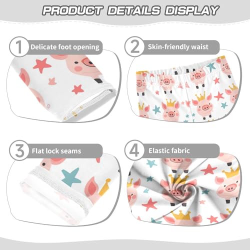 Cute Piglets Girls' Leggings Toddler Doodles Wearing Crowns Kids Yoga Pants Dance Active Tights 4T3