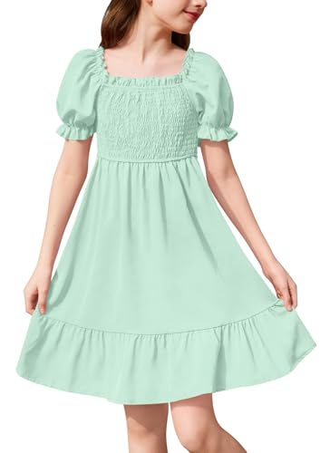 Robe d'été fille à volants étagés et encolure carrée