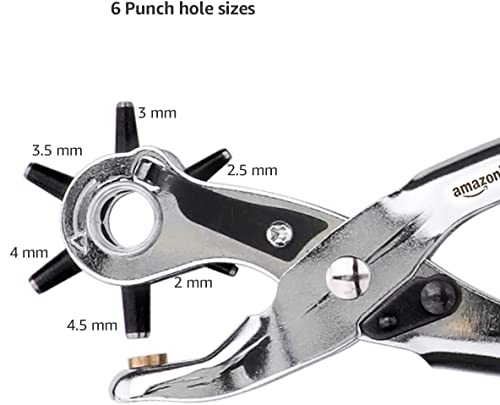 Miniatura 3 de Amazon Basics Juego de perforadora de cuero, rotativa, herramienta para hacer tamaños de agujeros múltiples, Plata