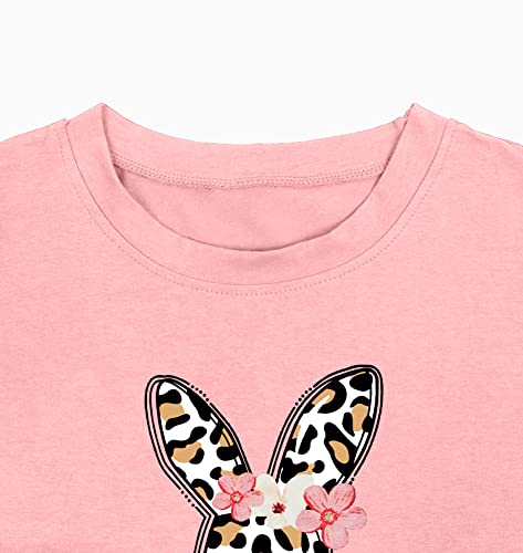 Image of LAZYCHILD Kids Easter Shirt Girls Happy Easter Shirts Rabbit Graphic Long Sleeve Striped Tee Tops 5-14 Years
