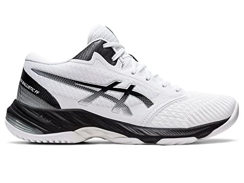 ASICS Men's Netburner Ballistic FlyteFoam Mid Top 3 Volleyball Shoes, 15, White/Black