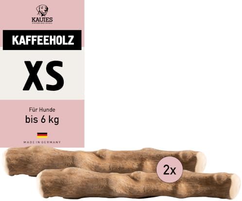 Kauies Kaffeeholz für Hunde - Hundespielzeug 100% natürlich, vegan, koffeinfrei & kalorienfrei, schadstoffgeprüft, langlebiges Kauholz für Hunde bis 6 kg, Größe XS (2er Pack)