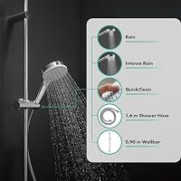 hansgrohe Crometta - Duschset, runder Duschkopf mit Brausestange 90 cm, Duschkopfhalterung und Brauseschlauch 160cm, Duschbrause mit 2 Strahlarten, Weiß/Chrom – Ansicht 2
