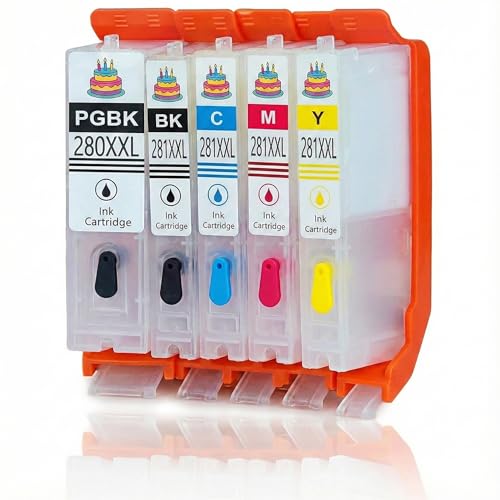 PGI-280XL CLI-281XL Empty Refillable Ink Cartridges (5-Pack) with...